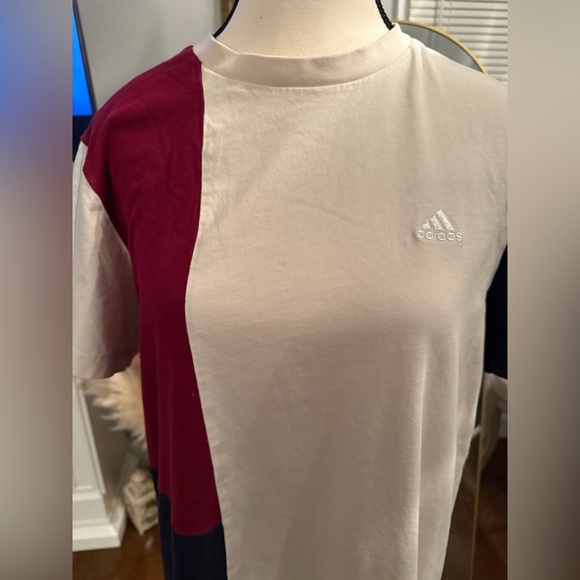Adidas Tri-Color Tee in Red, Cream, and Navy - Picture 2 of 4